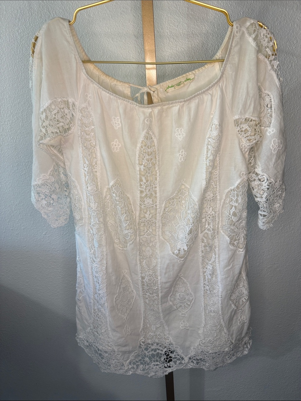 Staring at Stars- White Lace Peasant dress- Size XS